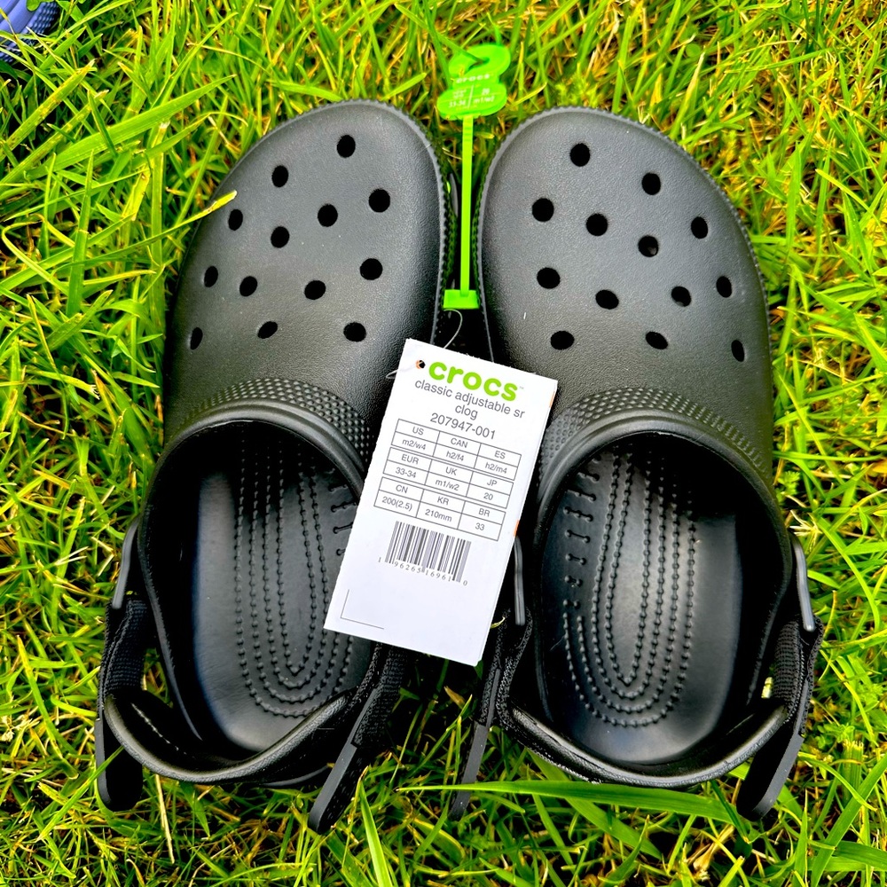Black Crocs !! New with Tags !! Adjustable :)
